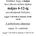 Étkezés befizetés május 6-12-ig